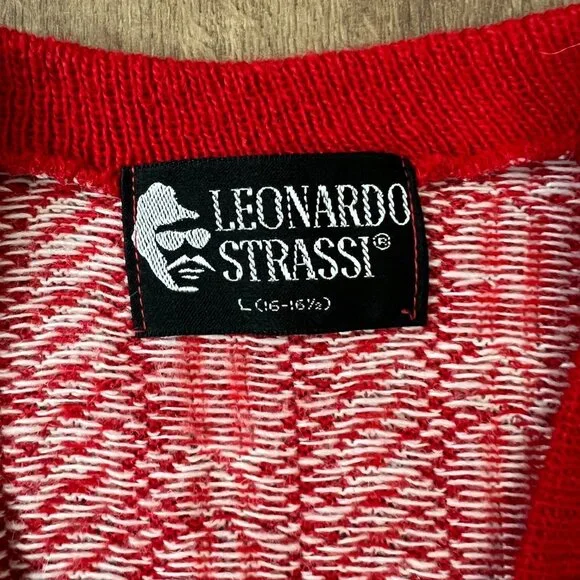 Vintage Leonardo Strassi 60s 70s Red Sweater Vest Sz L